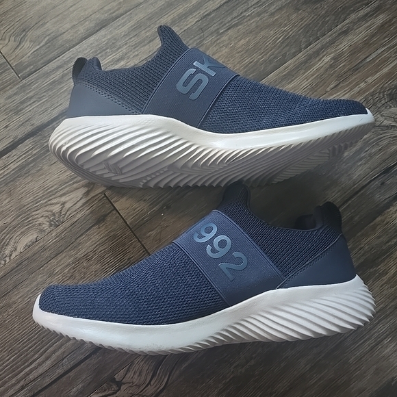 Skechers Blue Athletic Slip-On Shoes with Elastic Panels - Picture 4 of 5